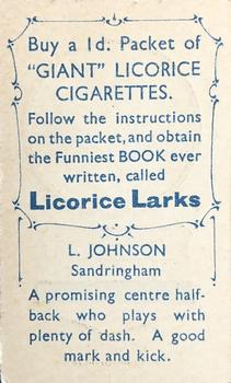 1933 Giant Brand Australian Licorice League and Association Footballers #NNO Lloyd Johnson Back